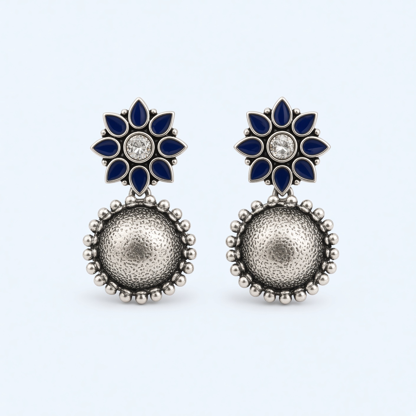 Oxidized Blue Jhumkas
