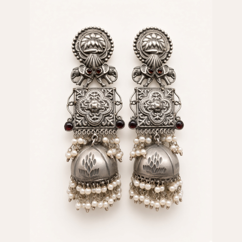 Oxidized Elephant Jhumkas