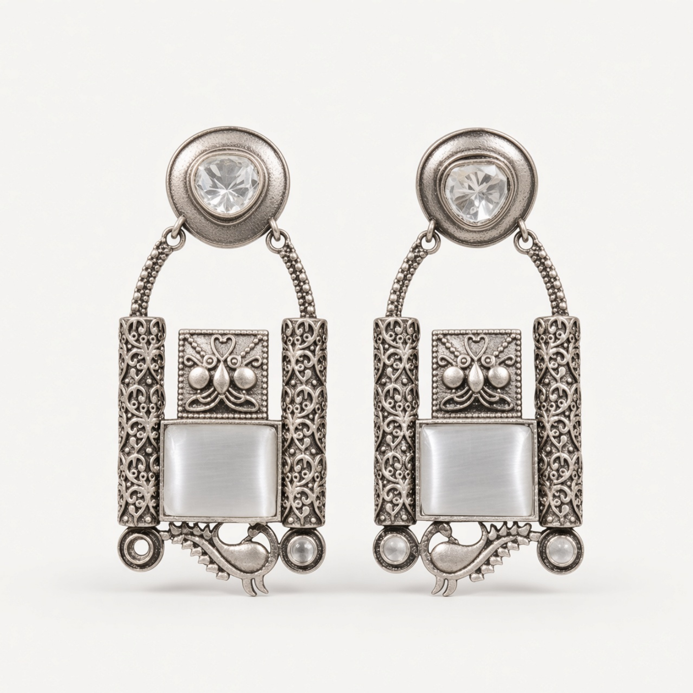 Indian Oxidized Filigree Earrings