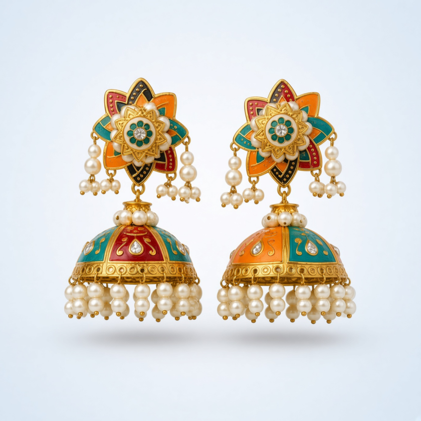 Multicolor Enamel Jhumkas