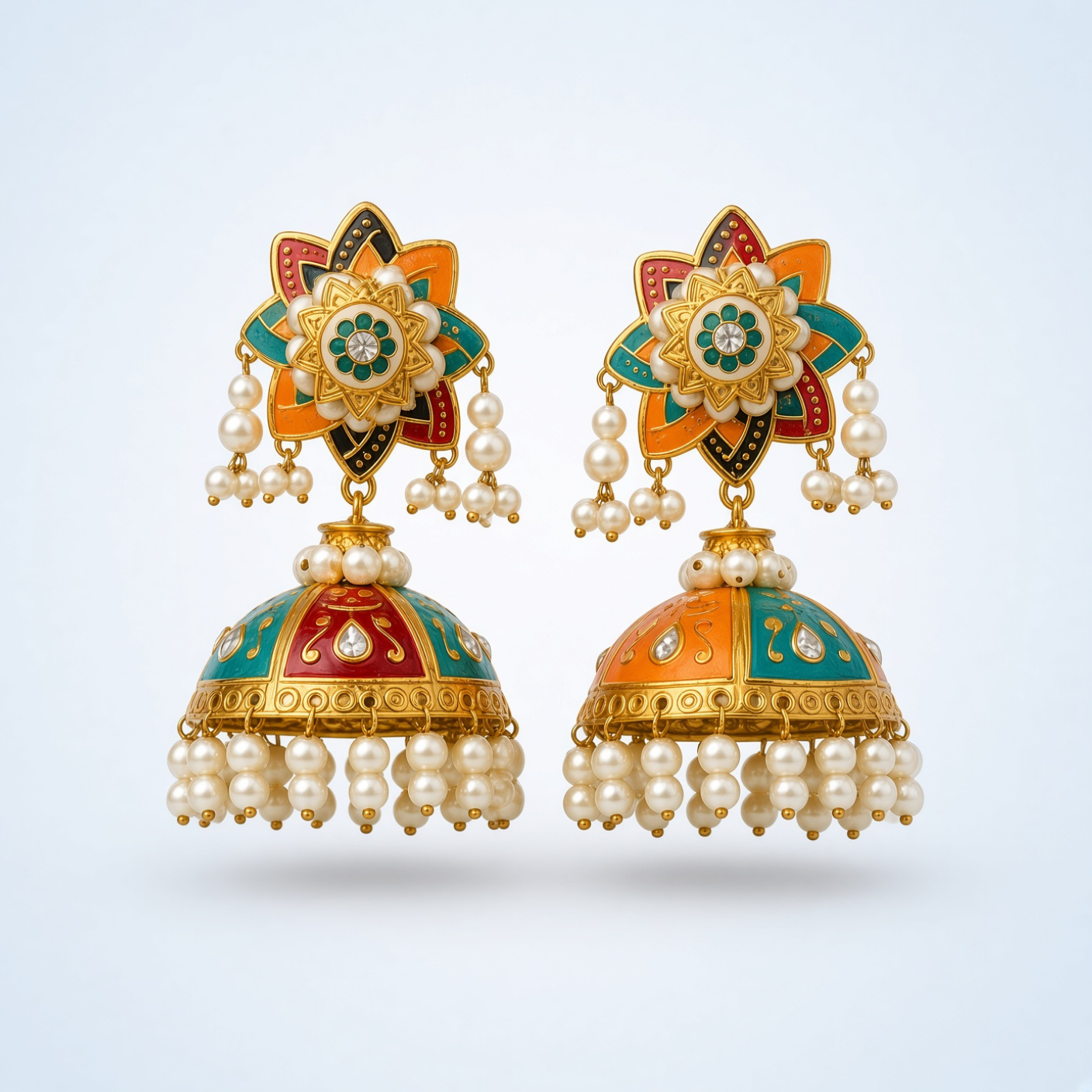 Multicolor Enamel Jhumkas